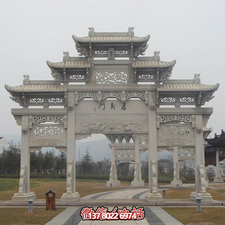 傳承古城文脈，精美石雕牌坊仿古門樓雕塑