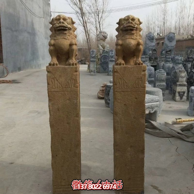 砂巖拴馬柱擺件，為你的寺廟門(mén)口增添優(yōu)雅氣息