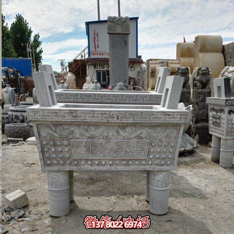 大型戶外石雕大理石香爐擺件，為園林景觀增添靈動之美