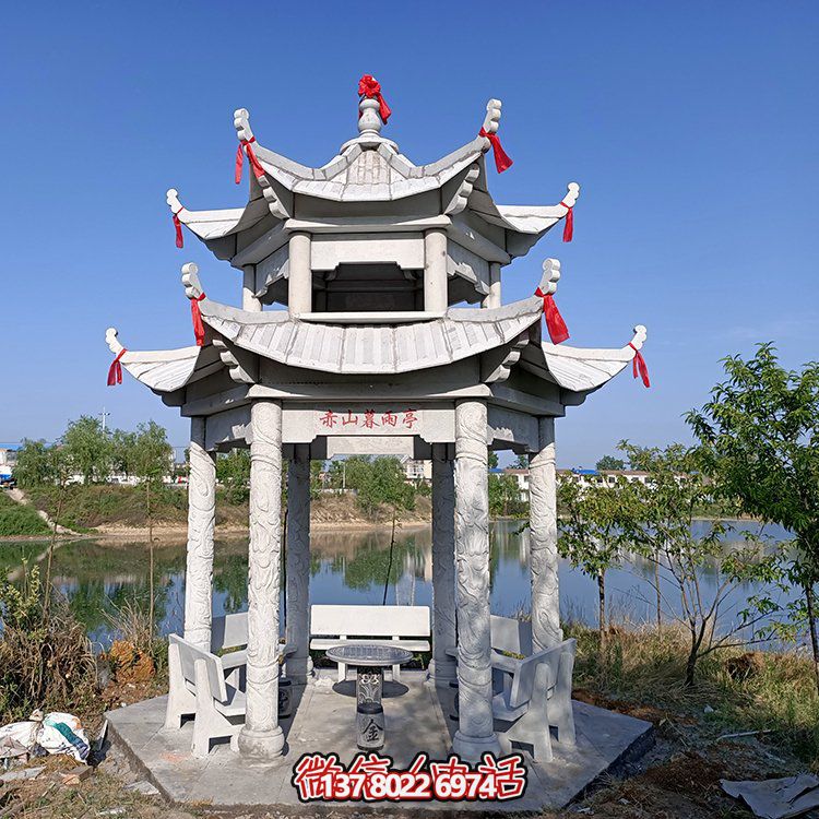 古典風(fēng)格仿古青石二層涼亭，提升園林戶外休息體驗(yàn)