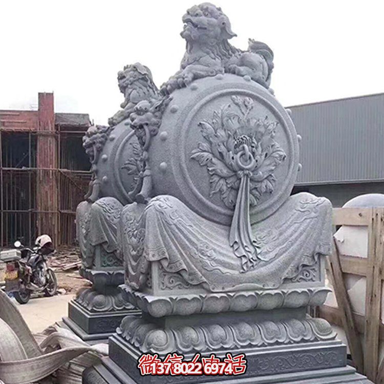 精美大理石石雕抱鼓雕塑，添彩戶外園林景觀