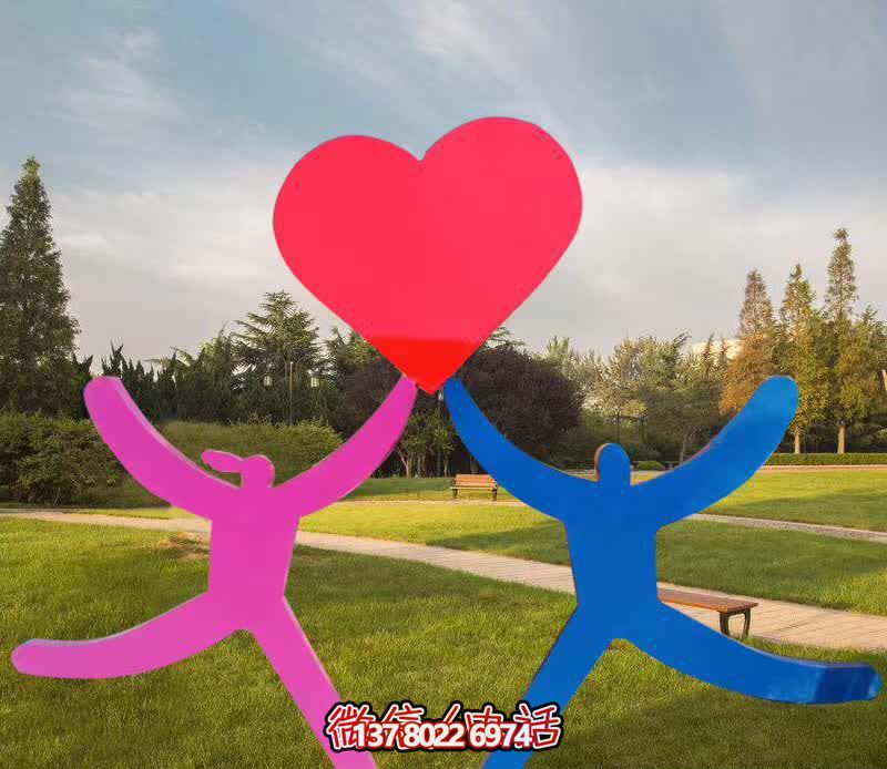 玻璃鋼裝飾彩繪創(chuàng)意雕塑，給公園廣場(chǎng)增添愛心愛情