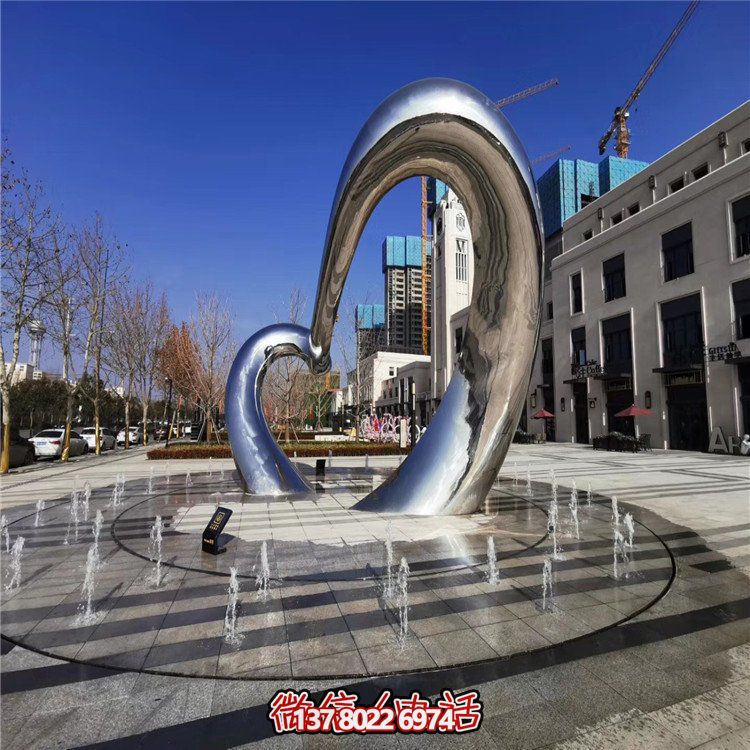 不銹鋼圓形雕塑精致工藝，拋光鏡面，抽象藝術