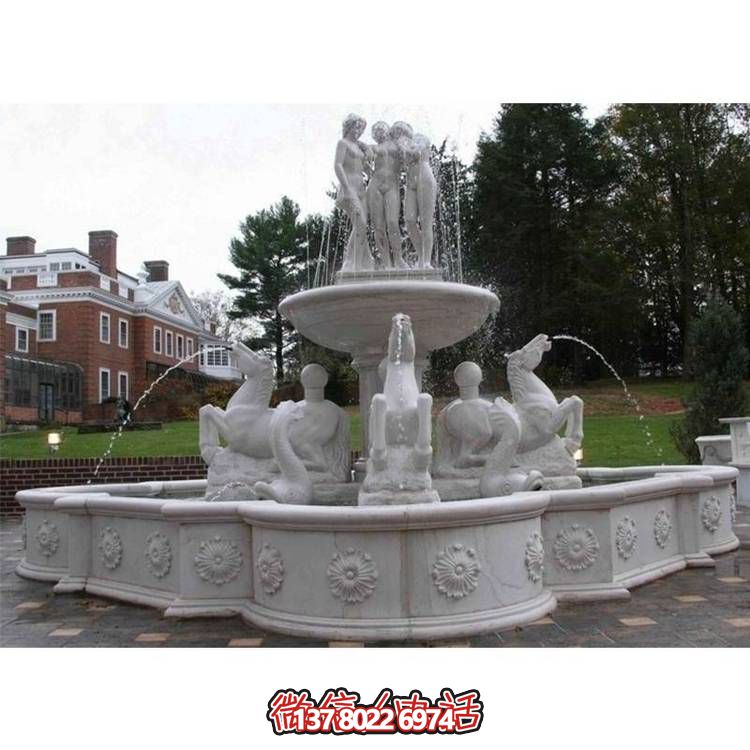 超大型大理石噴泉水景，營造完美別墅廣場