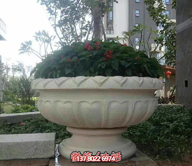 精美巨型大理石石雕花盆雕塑，讓你的別墅街道更加精彩