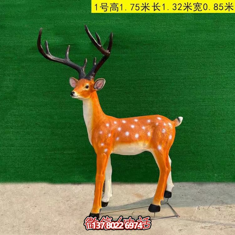 玻璃鋼仿銅梅花鹿雕塑，點綴園林景觀