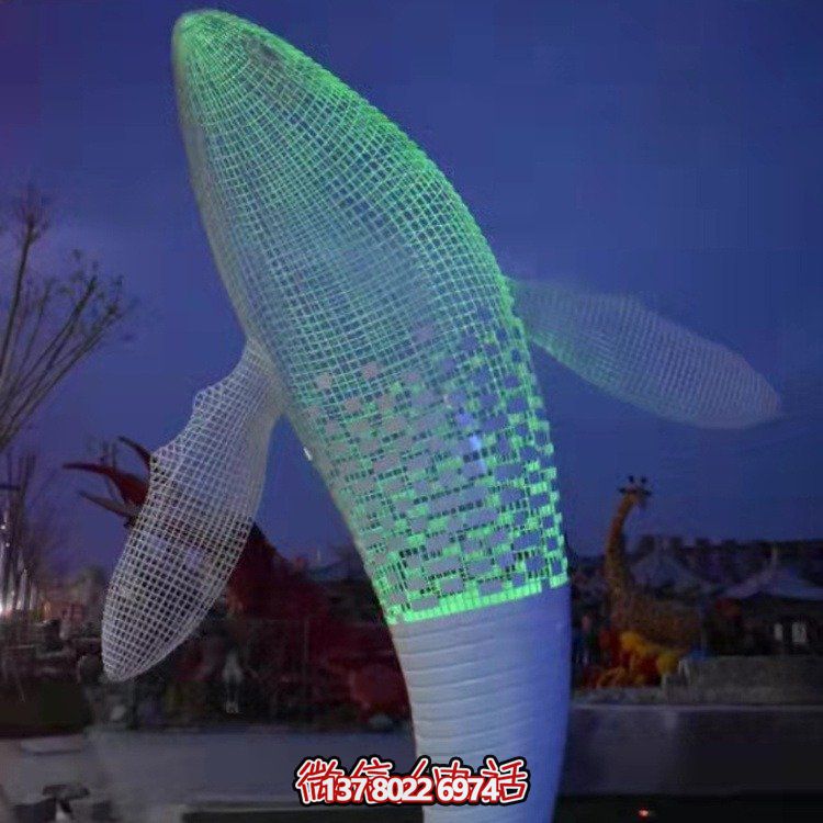 不銹鋼鯨魚雕塑景觀，營造完美空間氛圍