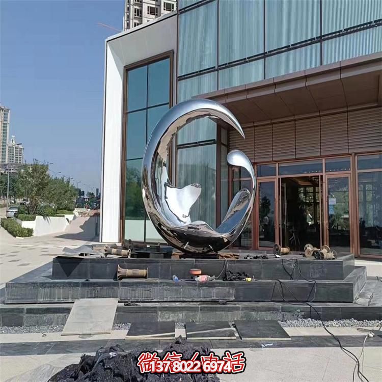 高端不銹鋼創(chuàng)意鏡面圓環(huán)雕塑，點綴酒店會所裝飾