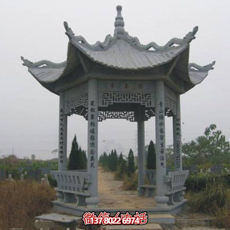 古建涼亭青石擺件，美化景區(qū)園林