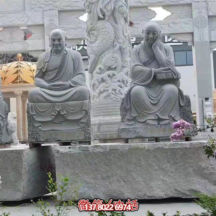 大型戶外石雕佛像雕塑，裝點(diǎn)美麗的寺院園林