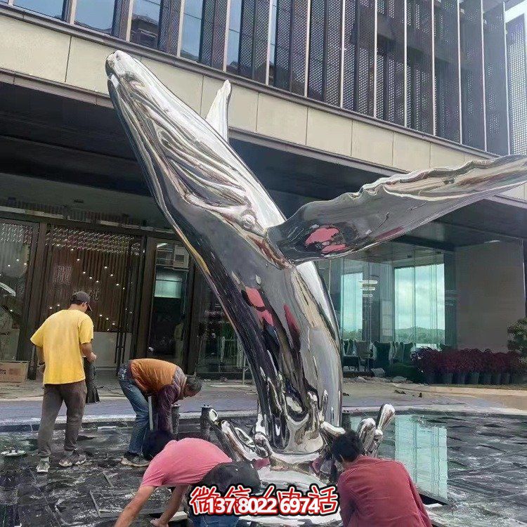 大型不銹鋼鏤空魚類擺件，為戶外水景商場(chǎng)售樓部裝飾