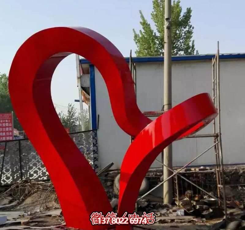 大型戶(hù)外不銹鋼紅色彩帶雕塑