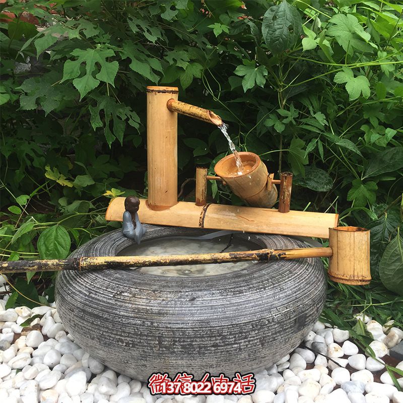 禪意日式庭院景觀石槽水景擺件養(yǎng)魚(yú)石盆魚(yú)缸