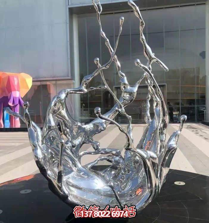 不銹鋼抽象海浪噴泉水景雕塑，開啟精致戶外新景觀