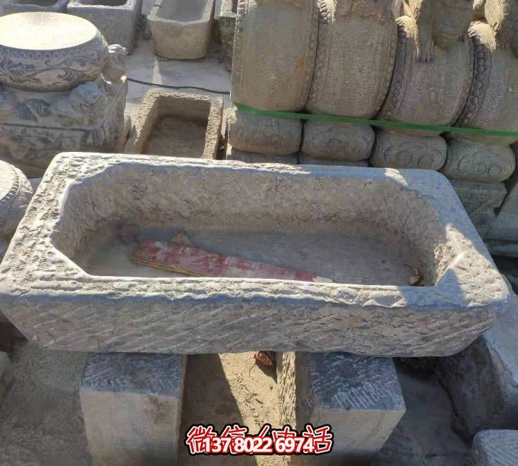 經(jīng)典大理石雕刻老石槽養(yǎng)魚(yú)水池