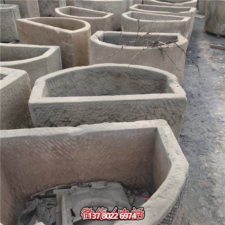 經(jīng)典老石雕，精美大理石槽，美化園林景觀