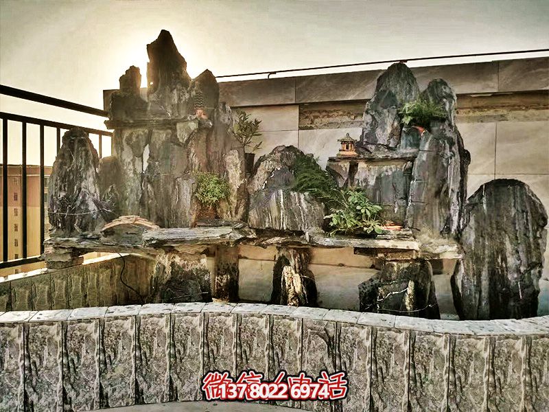 精美小型假山景觀陽臺(tái)擺放裝飾