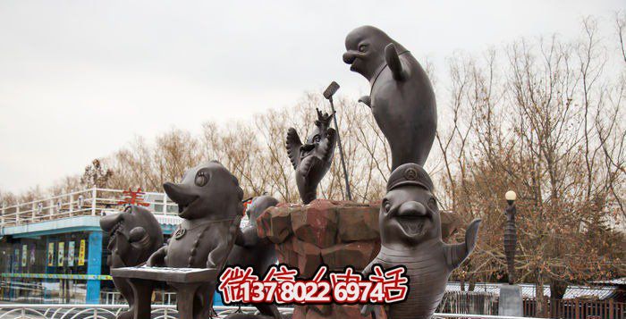 不銹鋼海豚雕塑，個性創(chuàng)意花園裝飾