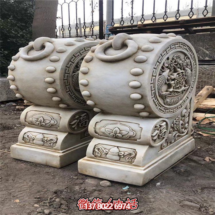 精美大理石石雕抱鼓雕塑，讓庭院門(mén)口煥然一新