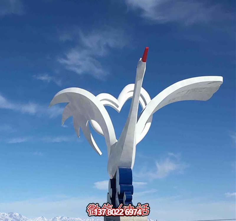 不銹鋼愛心鶴雕塑，點(diǎn)亮廣場創(chuàng)意之美