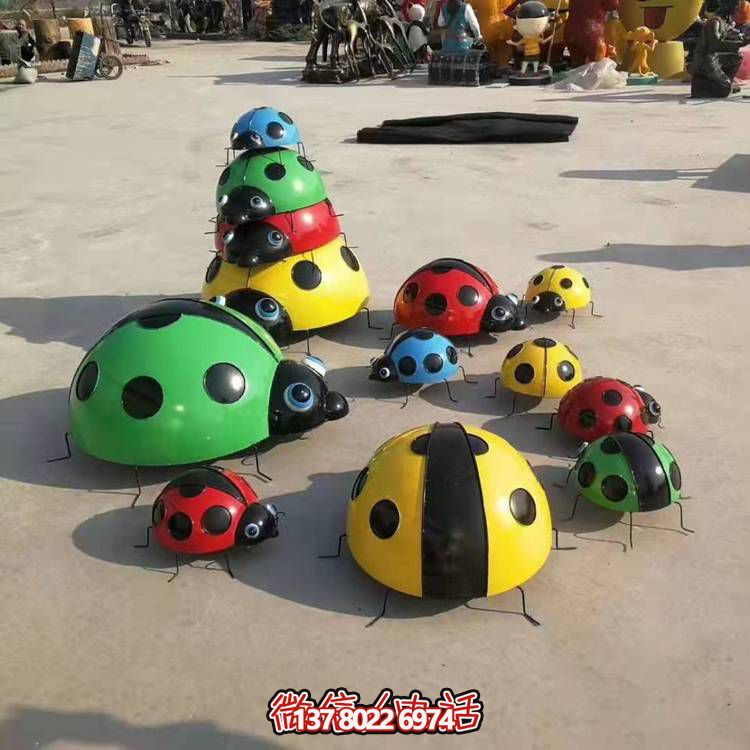 七星仿真玻璃鋼瓢蟲雕塑，園林景觀裝飾