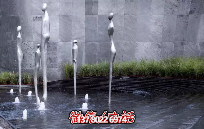不銹鋼抽象噴泉雕塑，景觀創(chuàng)意裝置