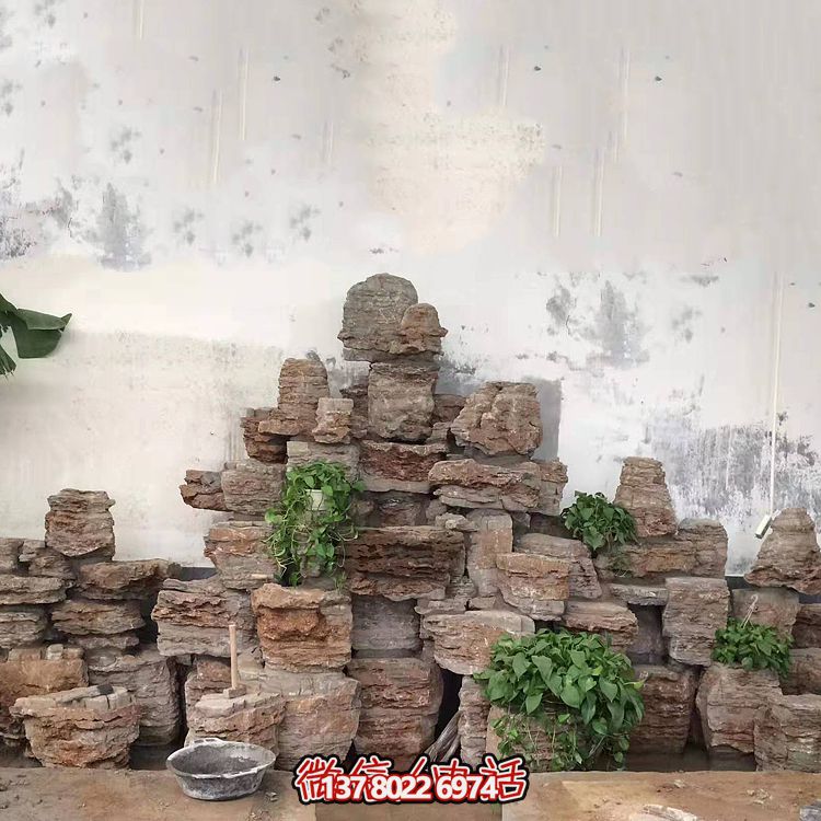 室內(nèi)景觀設(shè)計(jì)，精美石雕塑擺放奇石假山