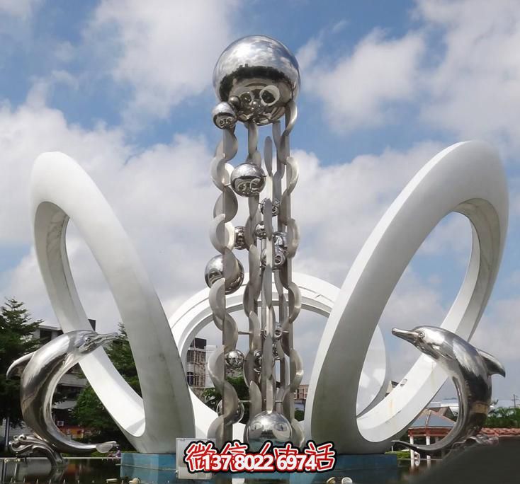 海豚個性不銹鋼雕塑，大型廣場裝飾裝置
