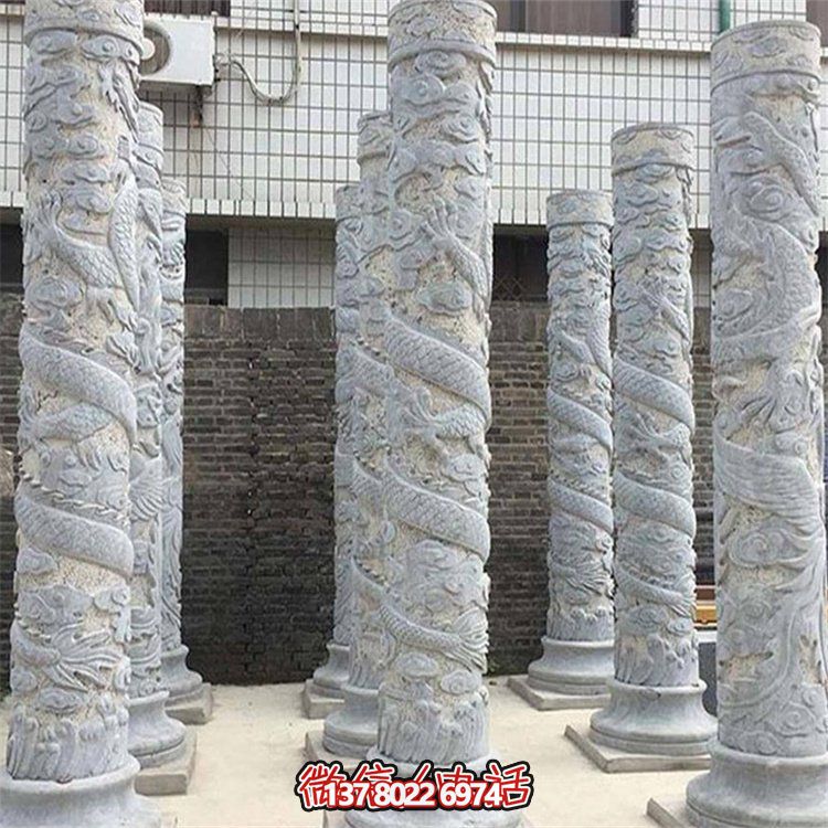 大理石石雕龍柱雕塑，美化戶外景觀
