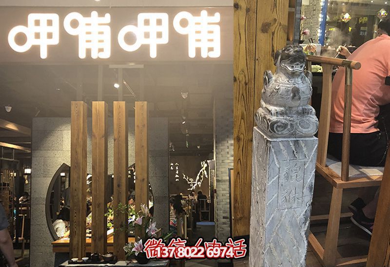 馬柱雕塑，為飯店室內(nèi)裝飾添彩