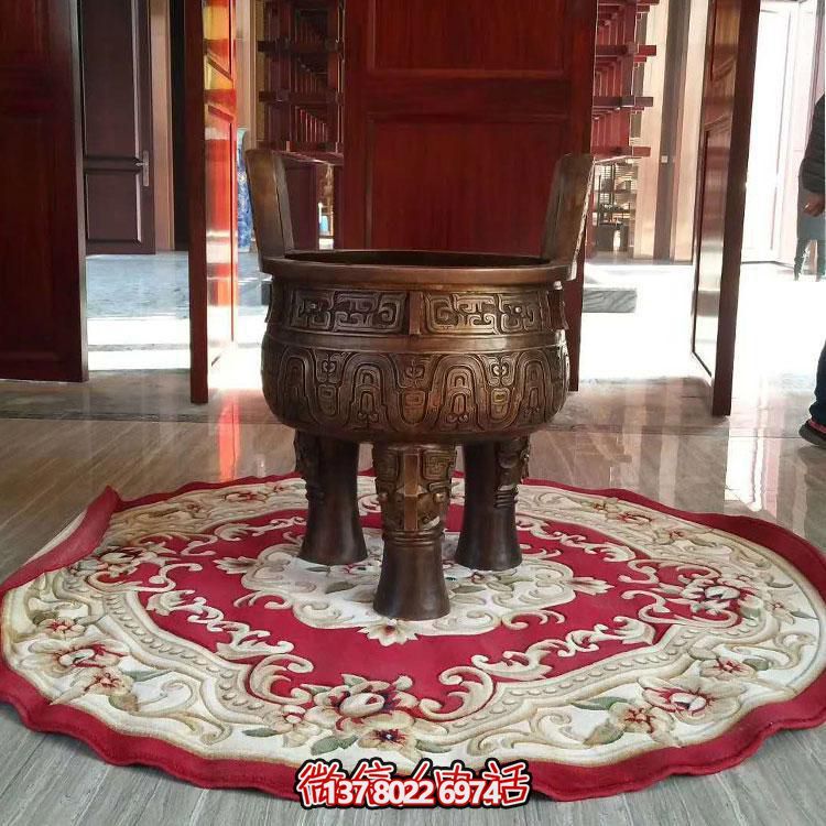 純銅鼎仿古香爐擺件，圓潤家居裝飾