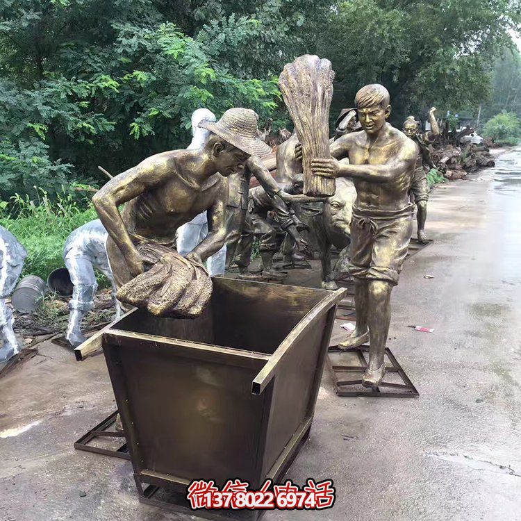 中國(guó)民俗——打麥子、勞動(dòng)、人物雕塑