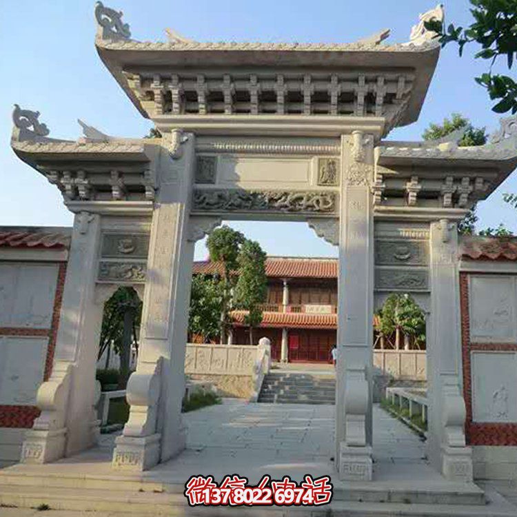 精美大理石石雕景區(qū)園林，大型門樓牌坊雕塑