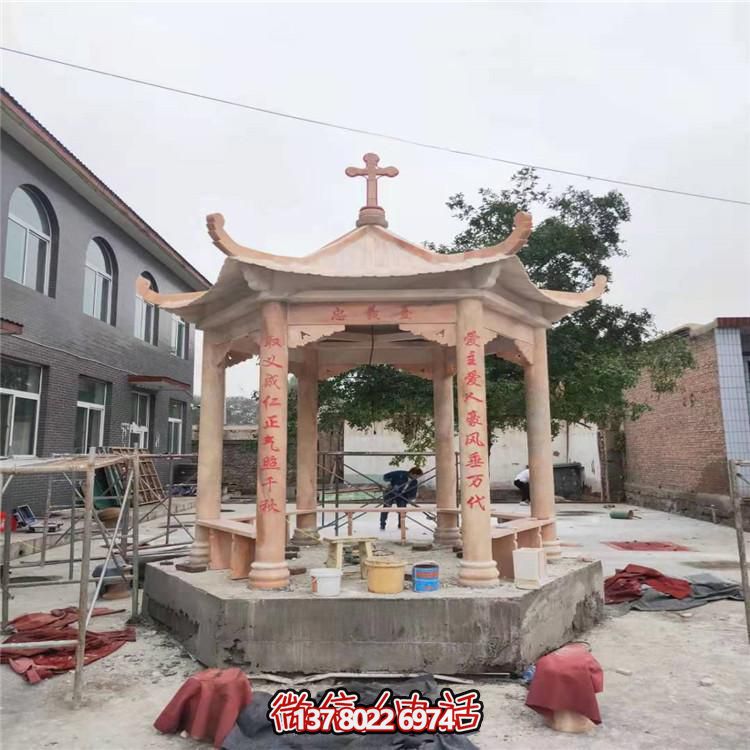 天然大理石涼亭，營造休閑庭院