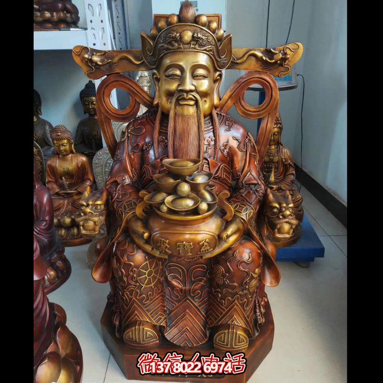 家用純銅鍛造財(cái)神爺?shù)袼堋?cái)源滾滾，祝福財(cái)運(yùn)永久