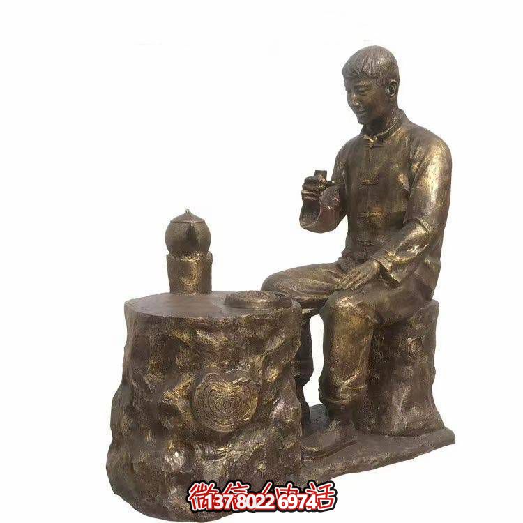 仿銅玻璃鋼人物小品雕塑，景觀戶外公園裝飾