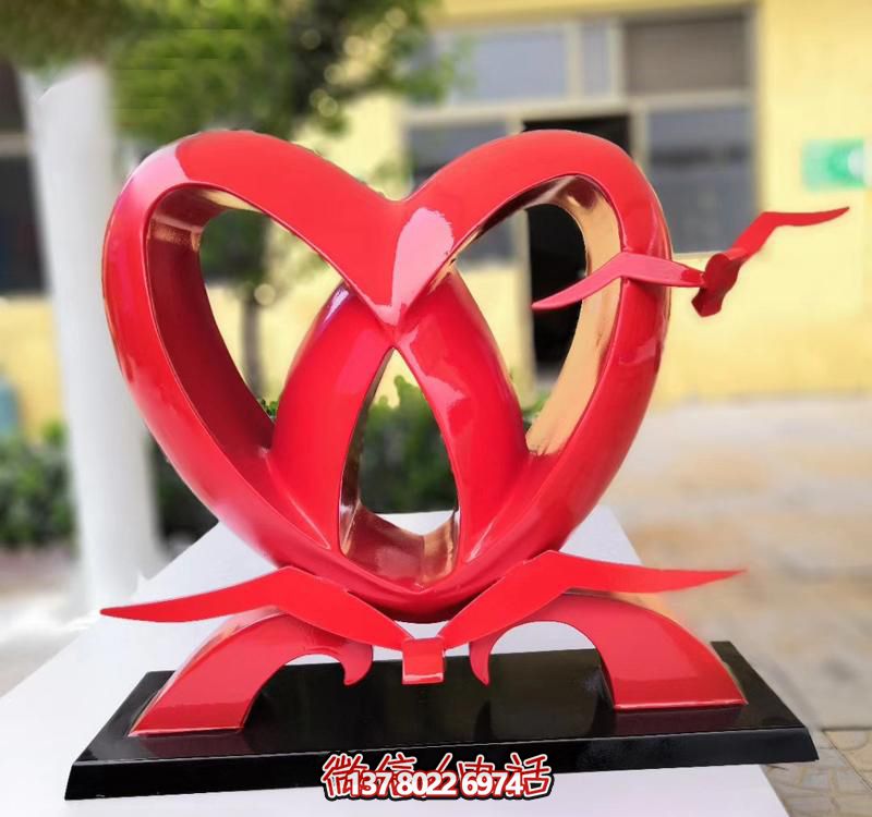 不銹鋼愛心雕塑，裝飾公園擺件