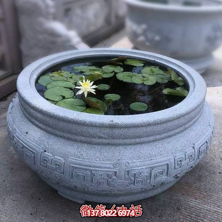 仿古大理石石雕魚缸，用藝術(shù)裝點你的生活