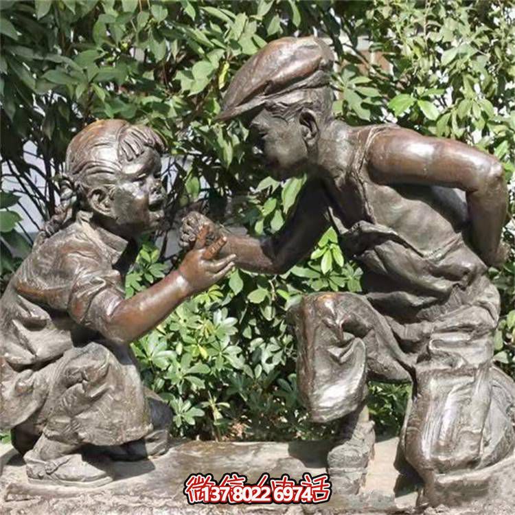 鑄銅裝飾擺件，雕塑人物表現(xiàn)民俗童趣