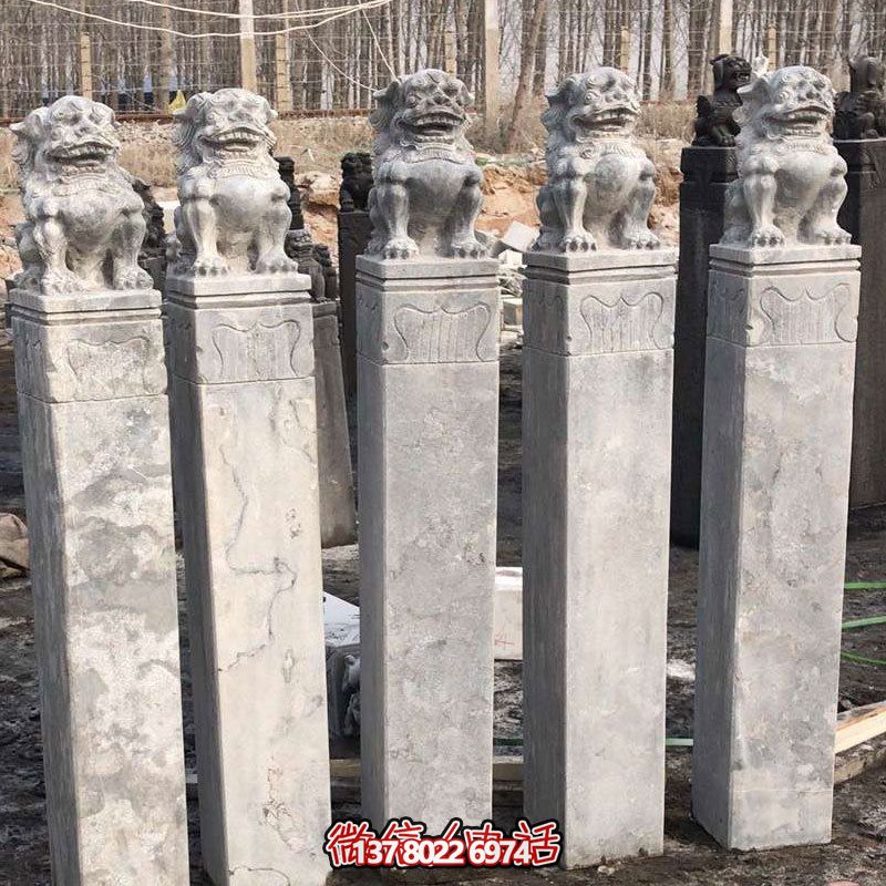 精美大理石獅子拴馬柱，點(diǎn)綴庭院園林
