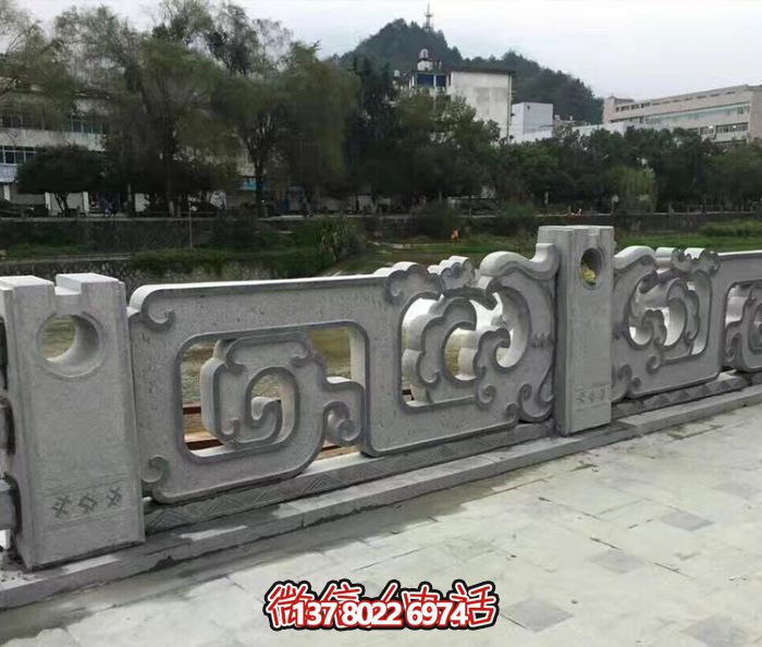 復(fù)古鏤空花紋欄桿，防護(hù)河道街邊青石