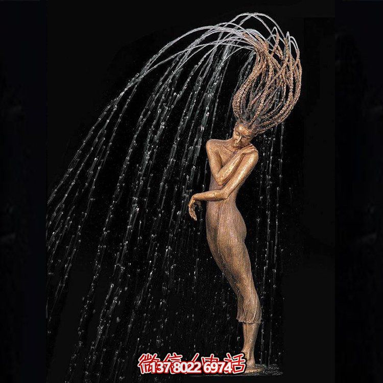 鑄銅人物噴泉裝飾，創(chuàng)意雕塑，酒店裝飾的新寵