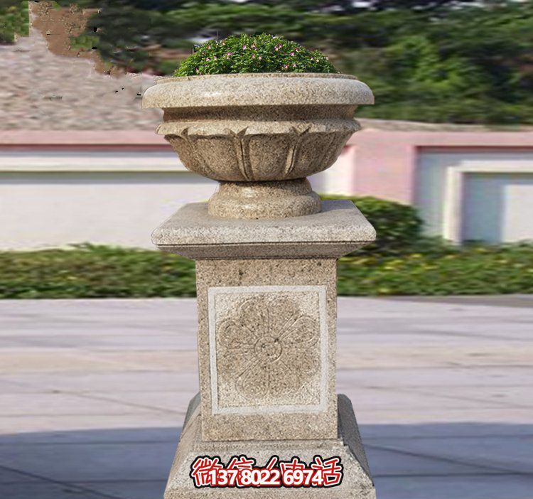 精美石雕花缽，添彰歐式庭院裝飾