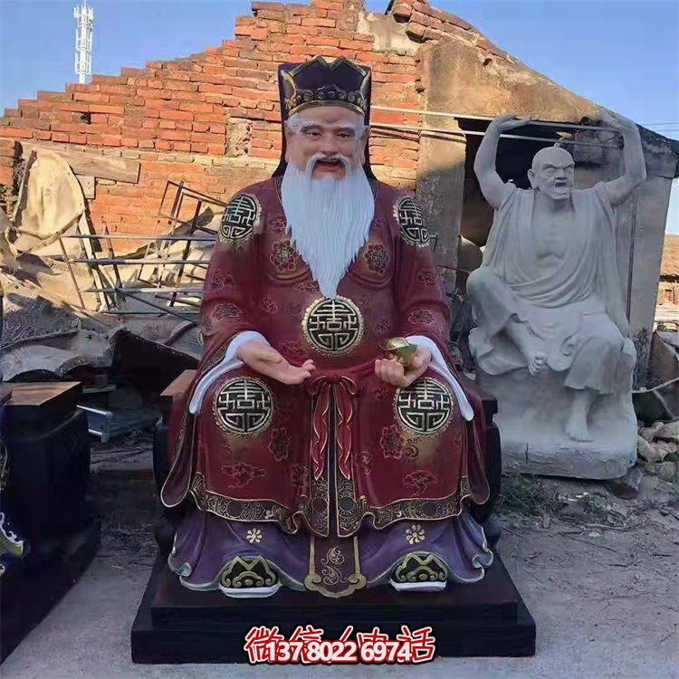 玻璃鋼彩繪財神雕塑，為景區(qū)寺廟供奉