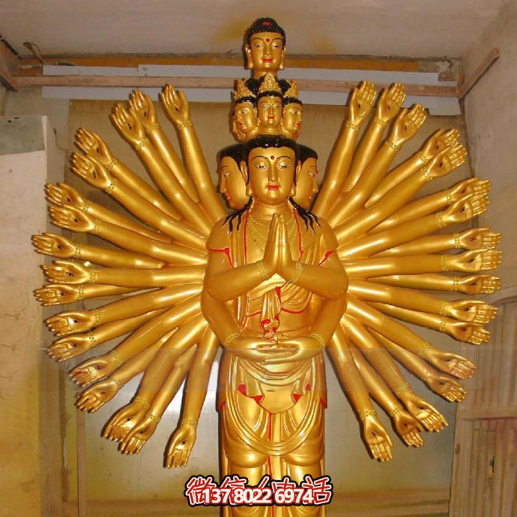 鎏金千手觀音大型雕塑，精美絕倫，醉人心魄