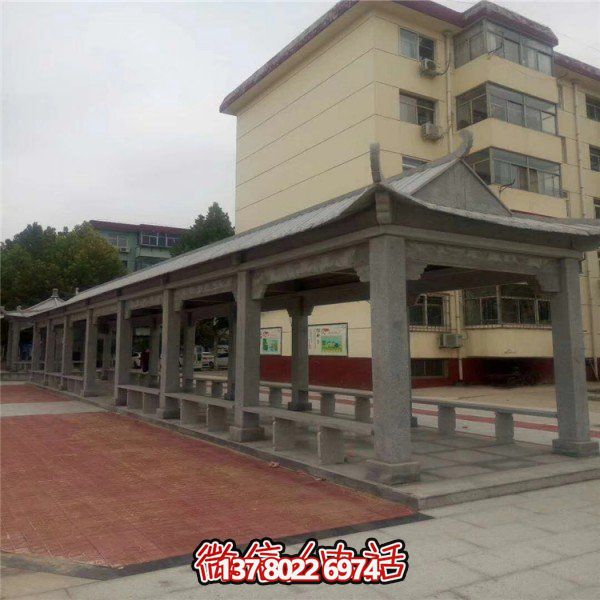 仿古建筑石雕長(zhǎng)廊亭子，打造文化小區(qū)廣場(chǎng)雕塑