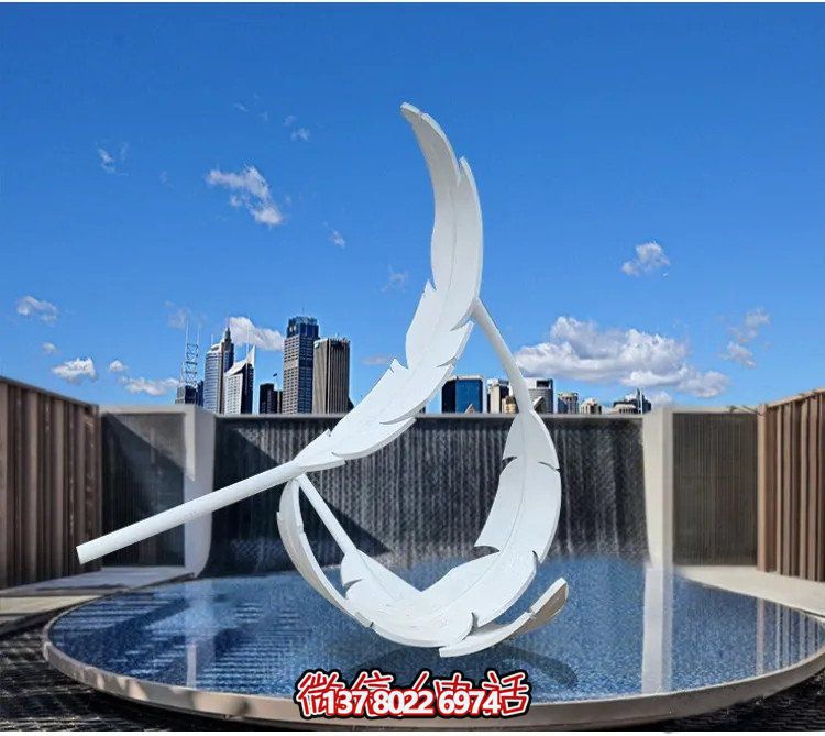 大型不銹鋼鏡面羽毛雕塑，創(chuàng)意園林景觀裝置