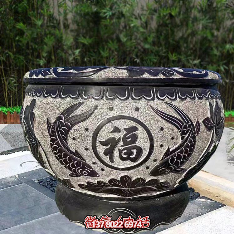 精美青石石雕缸，打造現(xiàn)代園林景觀