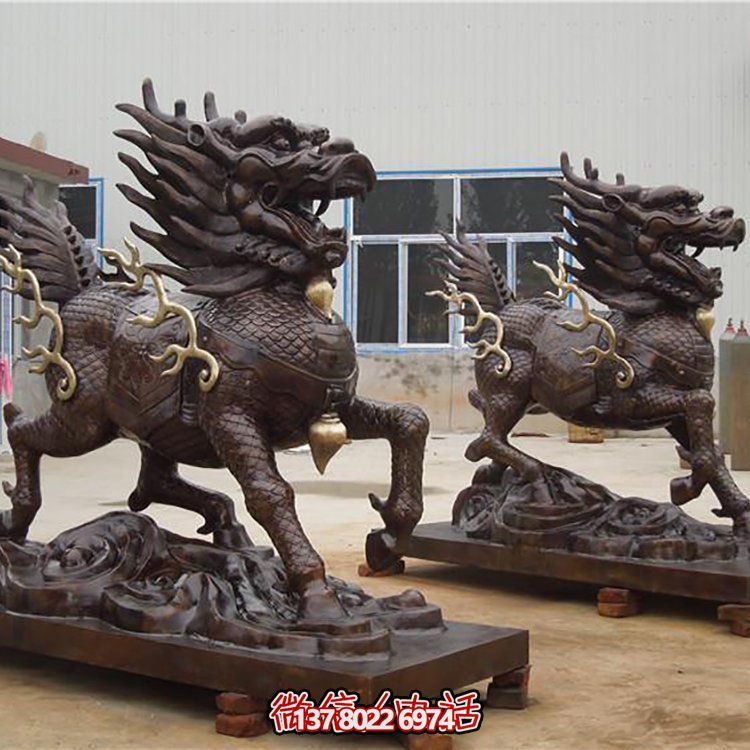 大型銅雕麒麟擺件，裝點(diǎn)庭院門口別墅