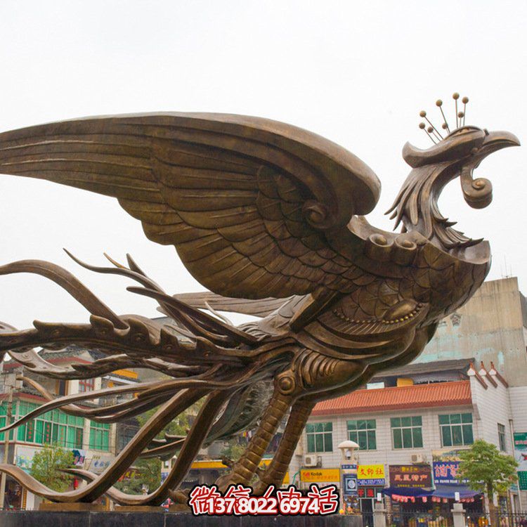 大型鳳凰銅雕擺件，增添廣場(chǎng)氣派